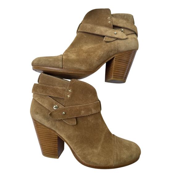 Rag & Bone New York Suede Women’s Camel Booties Size 39 1/2 Tan Beige Boots - Picture 1 of 16